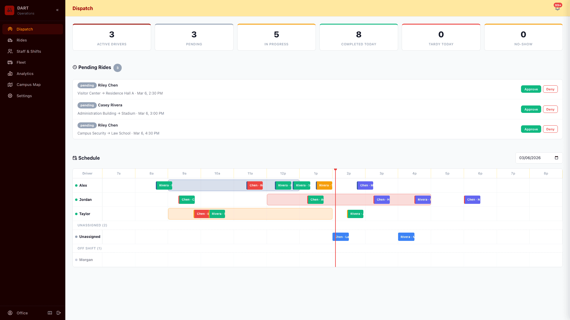 RideOps themed for USC DART program